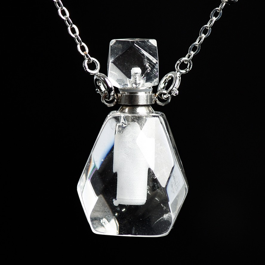 Crystal Natural Stone Perfume Bottle Pendant Necklace